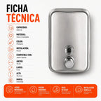 Dispenser Jabon Liquido Acero Inox 500 Ml Premium Pared
