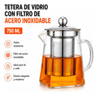 Tetera De Vidrio 750ml Infusor Filtro De Acero Inoxidable