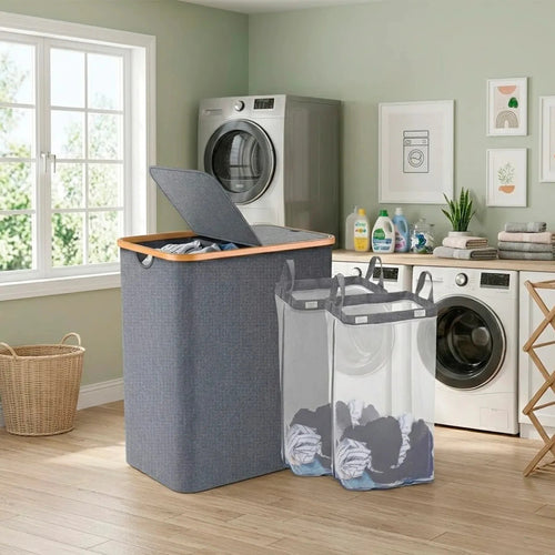 Cesto Canasto Organizador Ropa Plegable Laundry 2 Divisiones