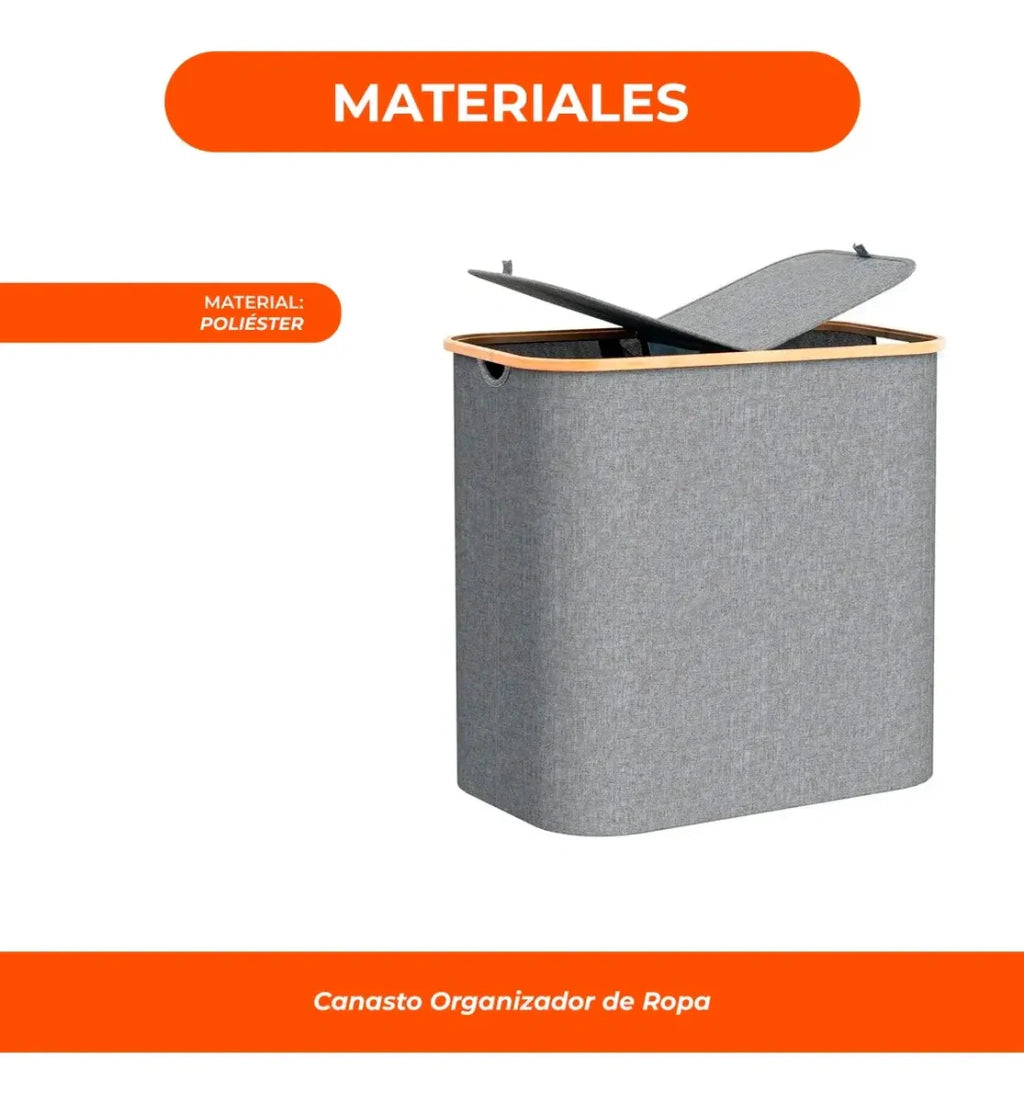 Cesto Canasto Organizador Ropa Plegable Laundry 2 Divisiones