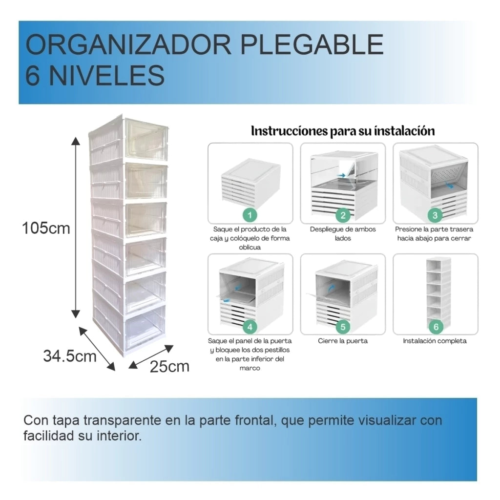 Zapatero Organizador De Calzado Torre 6 Niveles Plegable