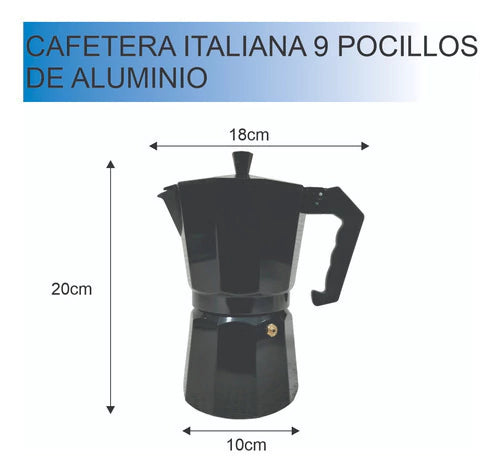 Cafetera Tipo Italiana Para 9 Pocillos Express Cafe Negro