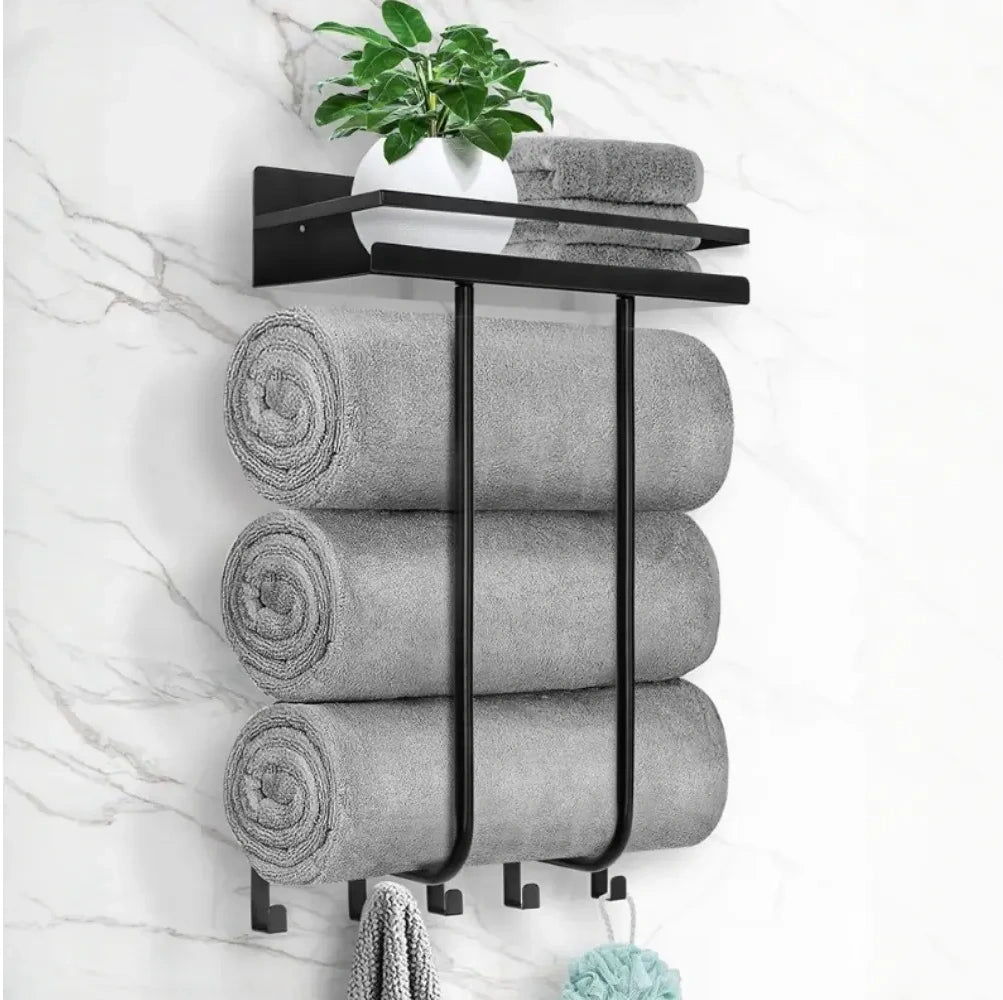 Organizador De Toallas de Baño Metal 3 Niveles Y Repisa