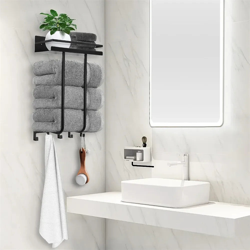 Organizador De Toallas de Baño Metal 3 Niveles Y Repisa